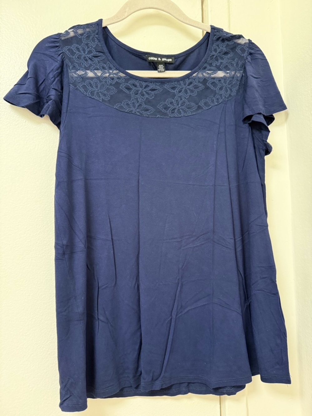 Cable & Gauge Navy Blue Lace Tee